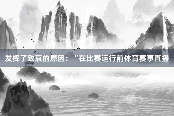 发挥了致哀的原因：“在比赛运行前体育赛事直播
