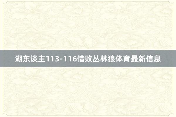 湖东谈主113-116惜败丛林狼体育最新信息