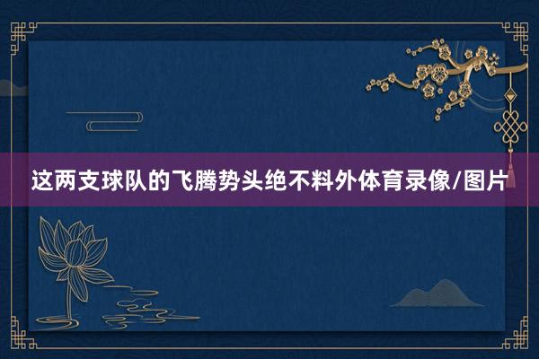 这两支球队的飞腾势头绝不料外体育录像/图片